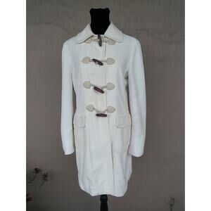 Vintage GAP White Cotton Duffle Coat Women’s M Toggle Hooded Longline